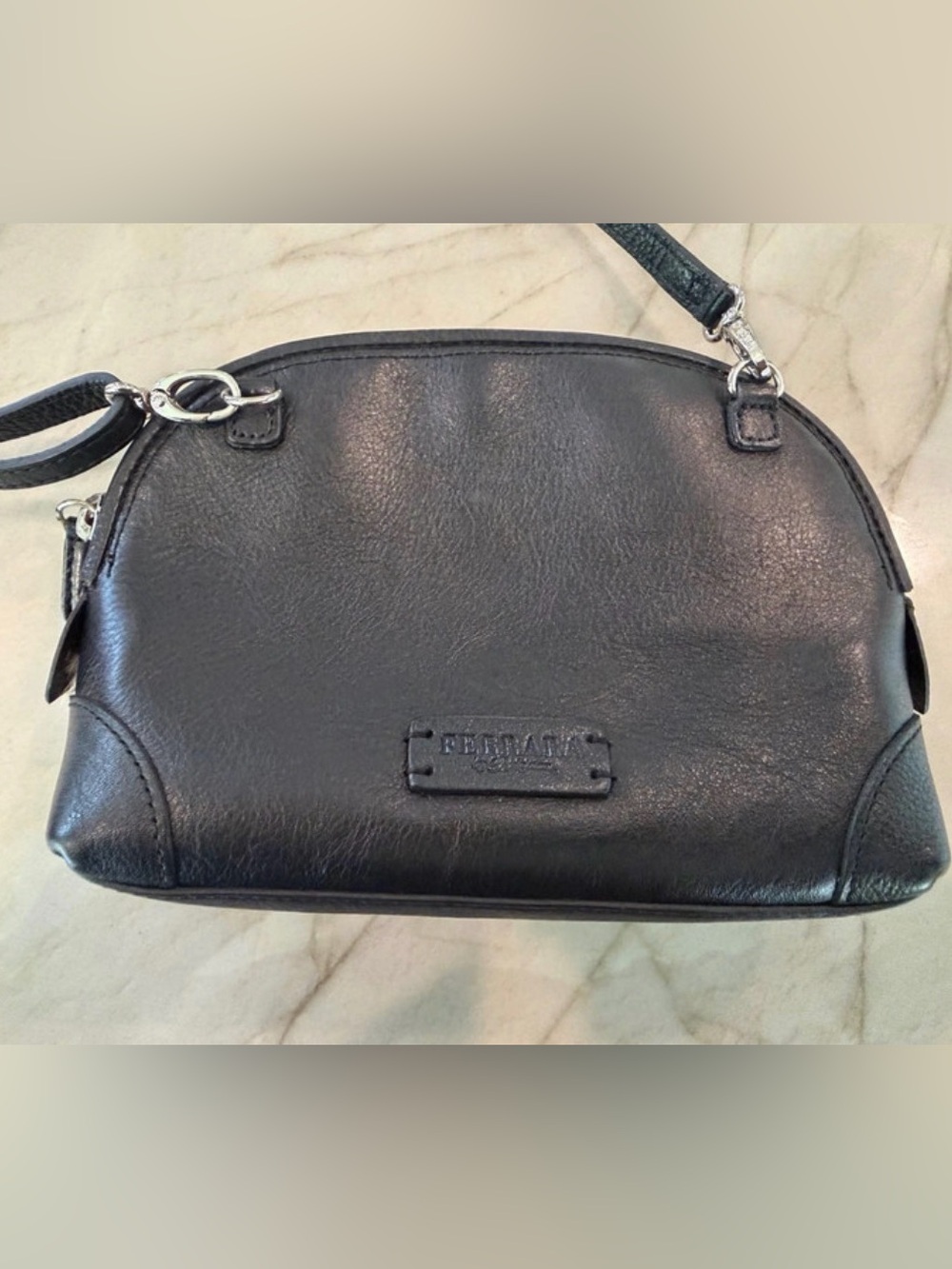 Brighton Ferrara collab leopard print calf hair dome crossbody bag - Picture 5 of 10